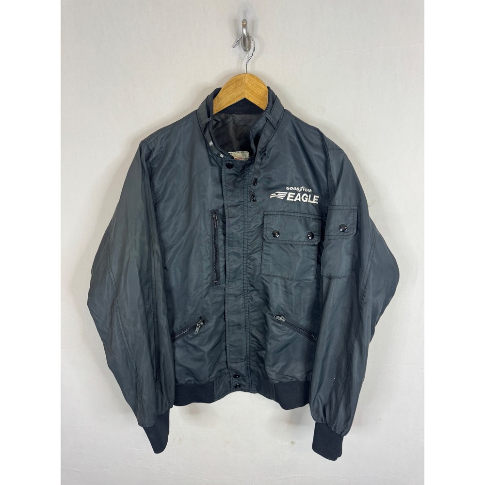 Vintage Goodyear‎ Eagle Racing Jacket Avon Sportswear Black Nylon Bomber Mens M